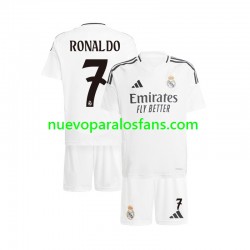 Camiseta de Fútbol Real Madrid Cristiano Ronaldo 7 Niño Casa 2024-2025 Manga Corta