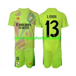 Camiseta de Fútbol Real Madrid Lunin 13 Portero Niño Cuarto 2024-2025 Manga Corta