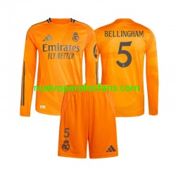 Camiseta de Fútbol Real Madrid Jude Bellingham 5 Niño Exterior 2024-2025 Manga Larga