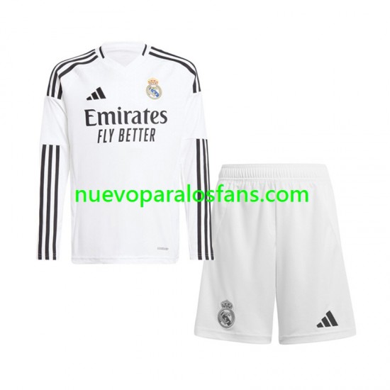 Camiseta de Fútbol Real Madrid Niño Casa 2024-2025 Manga Larga