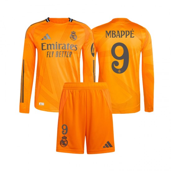 Camiseta de Fútbol Real Madrid Mbappé 9 Niño Exterior 2024-2025 Manga Larga
