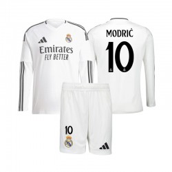 Camiseta de Fútbol Real Madrid Modrić 10 Niño Casa 2024-2025 Manga Larga