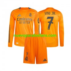 Camiseta de Fútbol Real Madrid Vinicius Junior 7 Niño Exterior 2024-2025 Manga Larga