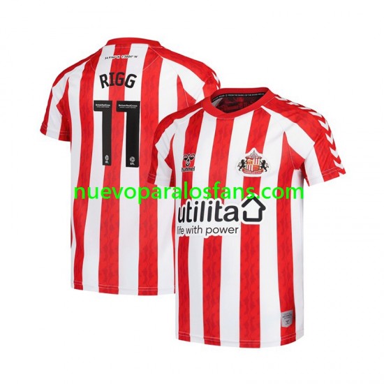 Camiseta de Fútbol Sunderland Chris Rigg 11 Hombre Casa 2024-2025 Manga Corta