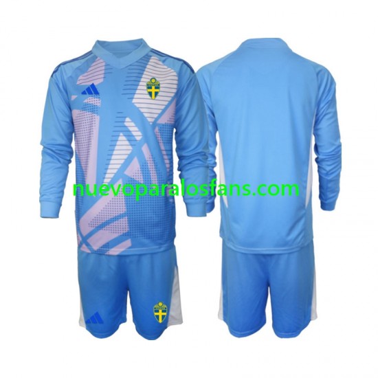 Camiseta de Fútbol Suecia Portero Niño Exterior 2024 Manga Larga