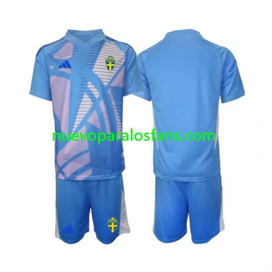 Camiseta de Fútbol Suecia Portero Niño Exterior 2024 Manga Corta