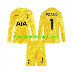 Camiseta de Fútbol Tottenham Hotspur Vicario 1 Portero Niño Casa 2024-2025 Manga Larga