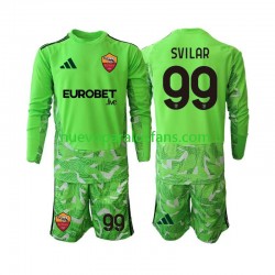 Camiseta de Fútbol AS Roma Mile Svilar 99 Portero Niño Casa 2026-2027 Manga Larga