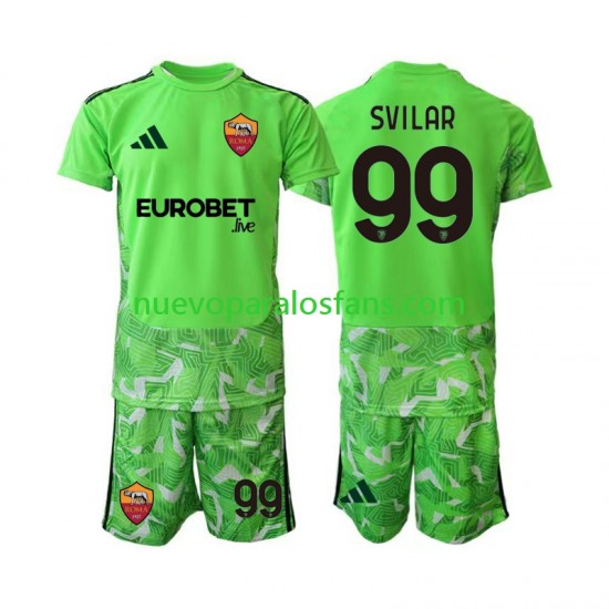 Camiseta de Fútbol AS Roma Mile Svilar 99 Portero Niño Casa 2026-2027 Manga Corta