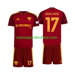 Camiseta de Fútbol AS Roma Manu Kone 17 Niño Casa 2026-2027 Manga Corta
