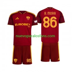 Camiseta de Fútbol AS Roma Rodrigo Mora 86 Niño Casa 2026-2027 Manga Corta