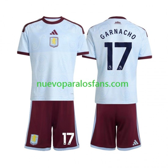 Camiseta de Fútbol Aston Villa Alejandro Garnacho 17 Niño Tercera 2026-2027 Manga Corta