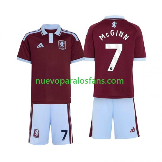 Camiseta de Fútbol Aston Villa John McGinn 7 Niño Casa 2026-2027 Manga Corta