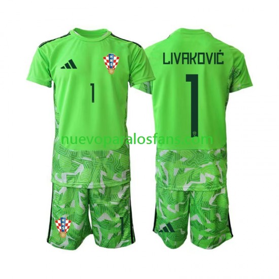 Camiseta de Fútbol Croacia Dominik Livakovic 25 Portero Niño Casa 2026-2027 Manga Corta