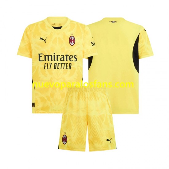Camiseta de Fútbol AC Milan Portero Niño Exterior 2024-2025 Manga Corta