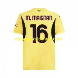 Camiseta de Fútbol AC Milan Mike Maignan 16 Portero Hombre Exterior 2024-2025 Manga Corta