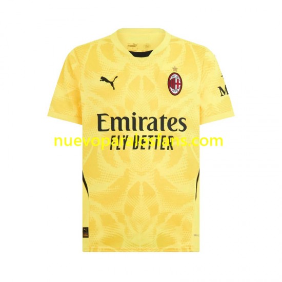 Camiseta de Fútbol AC Milan Mike Maignan 16 Portero Hombre Exterior 2024-2025 Manga Corta