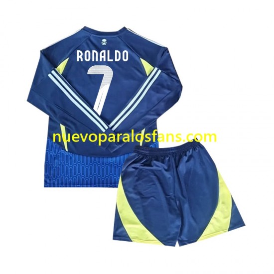 Camiseta de Fútbol Al Nassr Cristiano Ronaldo 7 Niño Exterior 2024-2025 Manga Larga