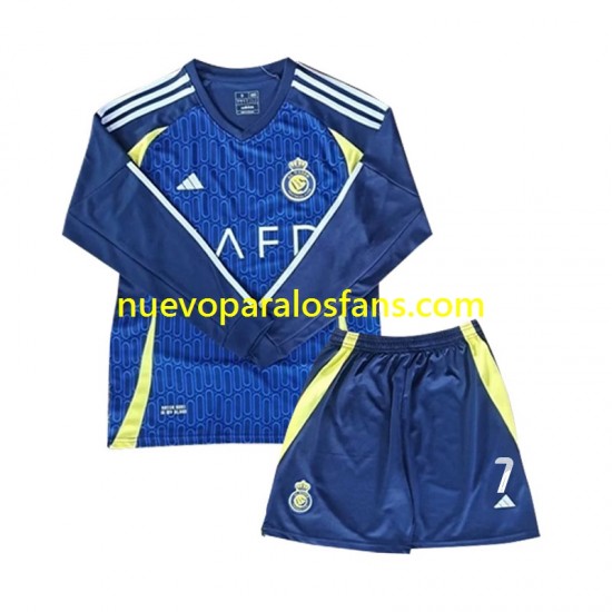 Camiseta de Fútbol Al Nassr Cristiano Ronaldo 7 Niño Exterior 2024-2025 Manga Larga