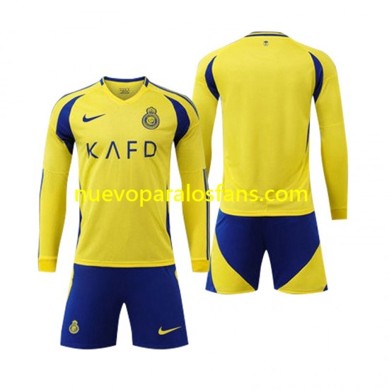 Camiseta de Fútbol Al Nassr Niño Casa 2024-2025 Manga Larga