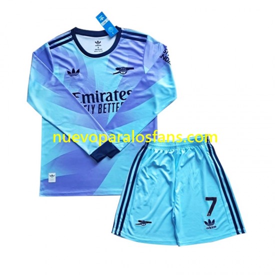 Camiseta de Fútbol Arsenal Saka 7 Niño Tercera 2024-2025 Manga Larga