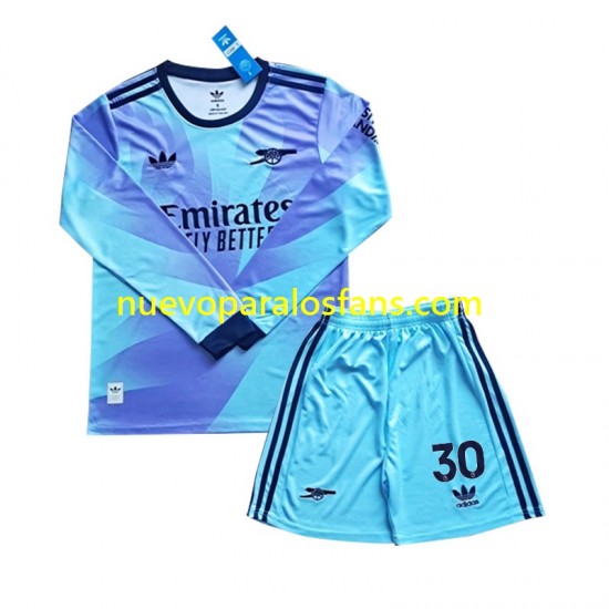 Camiseta de Fútbol Arsenal Sterling 30 Niño Tercera 2024-2025 Manga Larga
