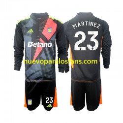 Camiseta de Fútbol Aston Villa Emiliano Martinez 23 Portero Niño Exterior 2024-2025 Manga Larga