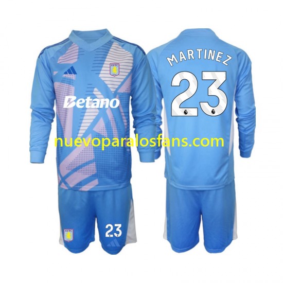 Camiseta de Fútbol Aston Villa Emiliano Martinez 23 Portero Niño Tercera 2024-2025 Manga Larga