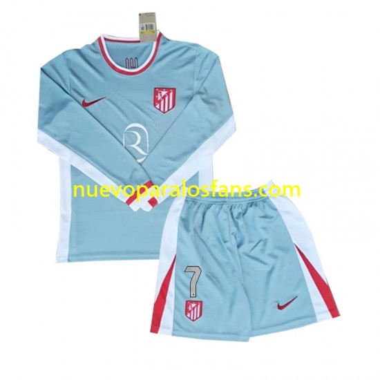 Camiseta de Fútbol Atlético Madrid Antoine Griezmann 7 Niño Exterior 2024-2025 Manga Larga