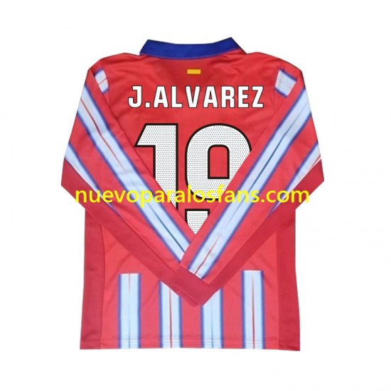 Camiseta de Fútbol Atlético Madrid Julian Alvarez 19 Hombre Casa 2024-2025 Manga Larga