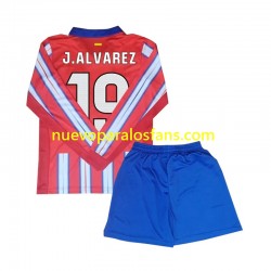 Camiseta de Fútbol Atlético Madrid Julian Alvarez 19 Niño Casa 2024-2025 Manga Larga