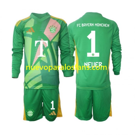 Camiseta de Fútbol Bayern de Múnich Manuel Neuer 1 Portero Niño Cuarto 2024-2025 Manga Larga