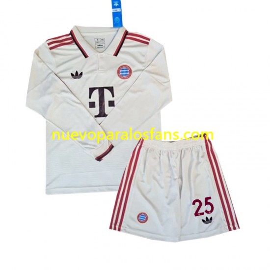 Camiseta de Fútbol Bayern de Múnich Muller 25 Niño Tercera 2024-2025 Manga Larga