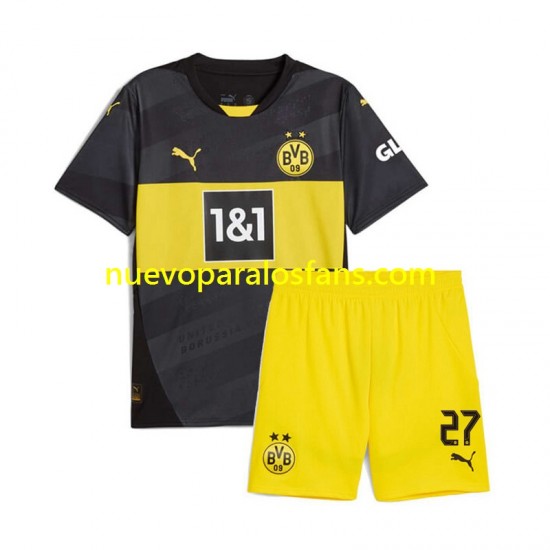 Camiseta de Fútbol Borussia Dortmund Karim Adeyemi 27 Niño Exterior 2024-2025 Manga Corta