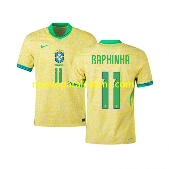 Camiseta de Fútbol Brasil RAPHINHA 11 Hombre Casa 2024 Manga Corta