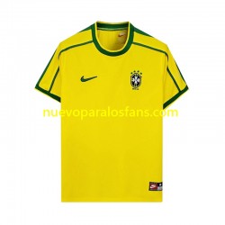 Camiseta de Fútbol Brasil Retro Hombre Casa 1998 Manga Corta