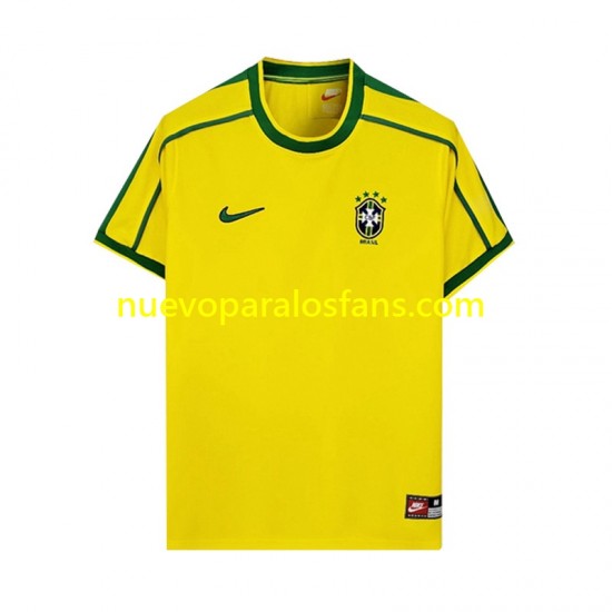 Camiseta de Fútbol Brasil Retro Hombre Casa 1998 Manga Corta