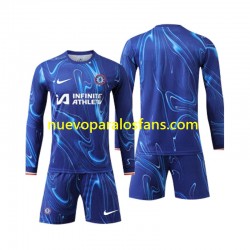 Camiseta de Fútbol Chelsea Niño Casa 2024-2025 Manga Larga