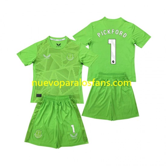 Camiseta de Fútbol Everton Pickford 1 Portero Niño Casa 2024-2025 Manga Corta