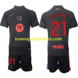 Camiseta de Fútbol FC Barcelona F DE JONG 21 Niño Exterior 2024-2025 Manga Corta