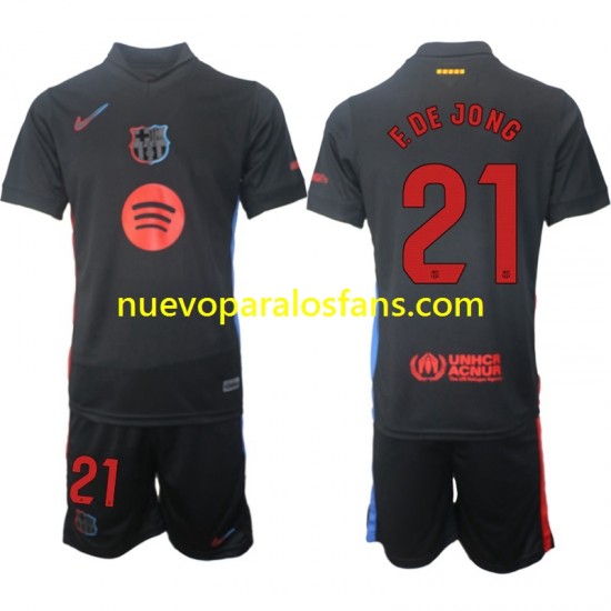 Camiseta de Fútbol FC Barcelona F DE JONG 21 Niño Exterior 2024-2025 Manga Corta
