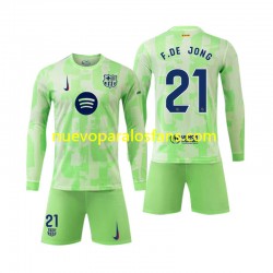 Camiseta de Fútbol FC Barcelona F DE JONG 21 Niño Tercera 2024-2025 Manga Larga