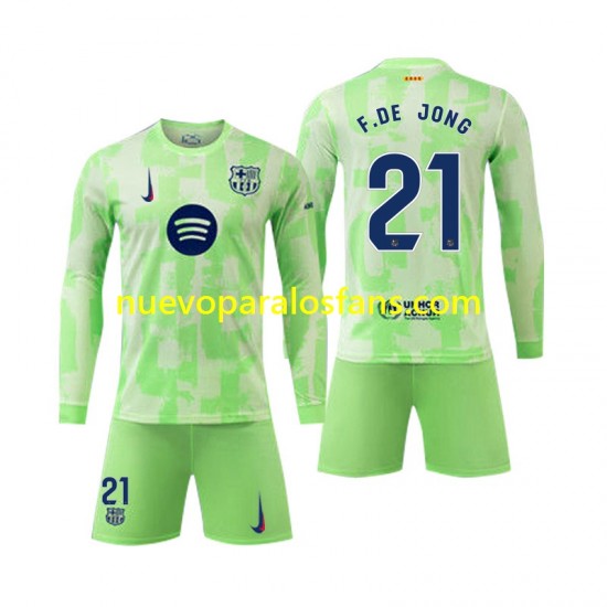 Camiseta de Fútbol FC Barcelona F DE JONG 21 Niño Tercera 2024-2025 Manga Larga