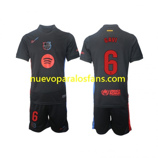 Camiseta de Fútbol FC Barcelona Gavi 6 Niño Exterior 2024-2025 Manga Corta