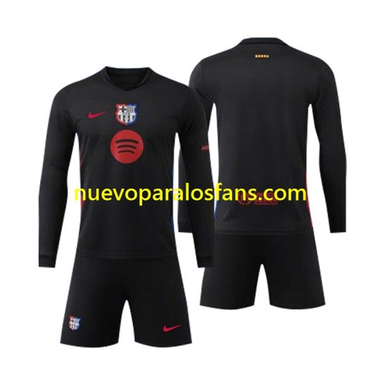Camiseta de Fútbol FC Barcelona Niño Exterior 2024-2025 Manga Larga