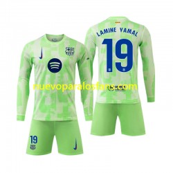 Camiseta de Fútbol FC Barcelona Lamine Yamal 19 Niño Tercera 2024-2025 Manga Larga