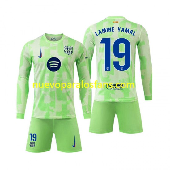 Camiseta de Fútbol FC Barcelona Lamine Yamal 19 Niño Tercera 2024-2025 Manga Larga