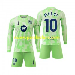 Camiseta de Fútbol FC Barcelona Lionel Mess 10 Niño Tercera 2024-2025 Manga Larga