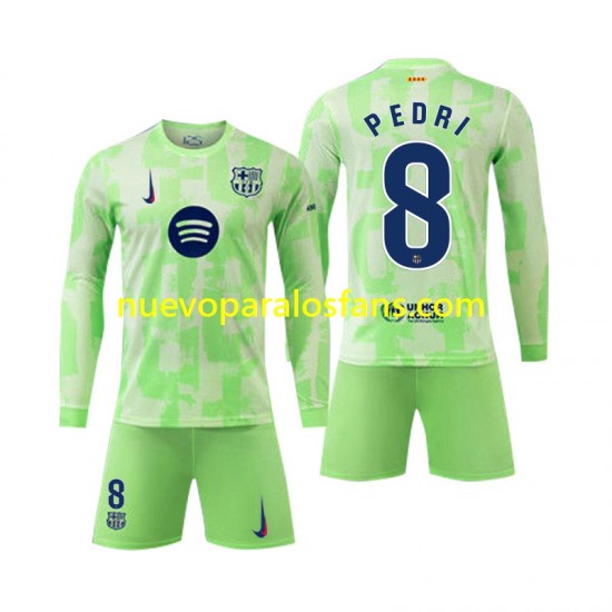 Camiseta de Fútbol FC Barcelona Pedri 8 Niño Tercera 2024-2025 Manga Larga