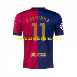 Camiseta de Fútbol FC Barcelona RAPHINHA 11 Hombre Casa 2024-2025 Manga Corta